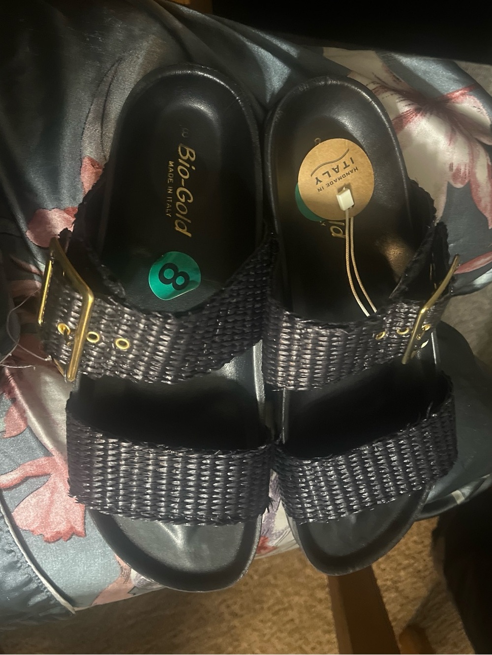 Black Woven Buckle Sandals